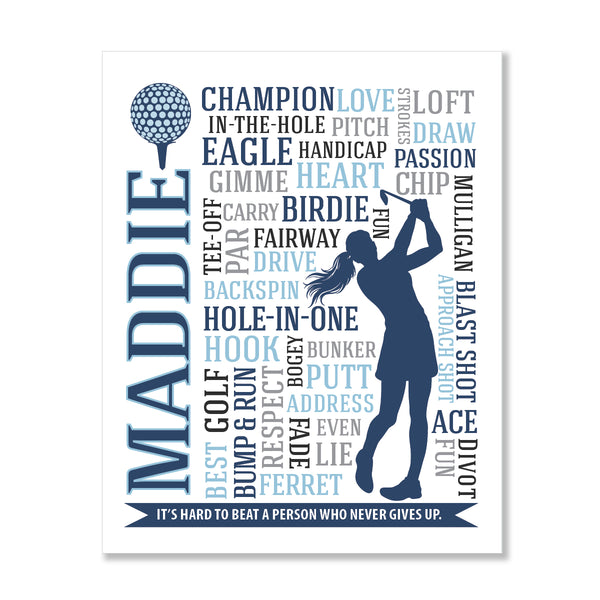 Custom junior golf tournament keepsake: motivational name art for youth league participants