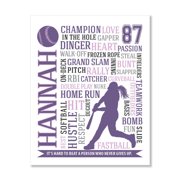 Custom softball senior night gift for girls with school team color matching