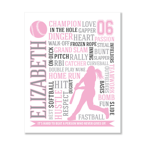 Customized softball banquet gift for players on premium museum-grade paper
