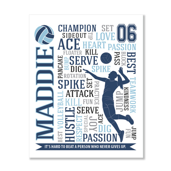 Meaningful volleyball graduation gift for girls featuring motivational quotes and custom team colors
