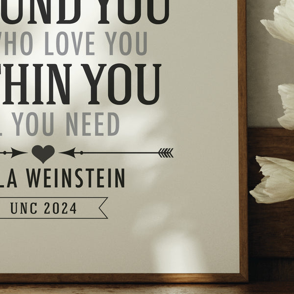 Framed motivational quote by La Weinstein with decorative elements on a neutral background