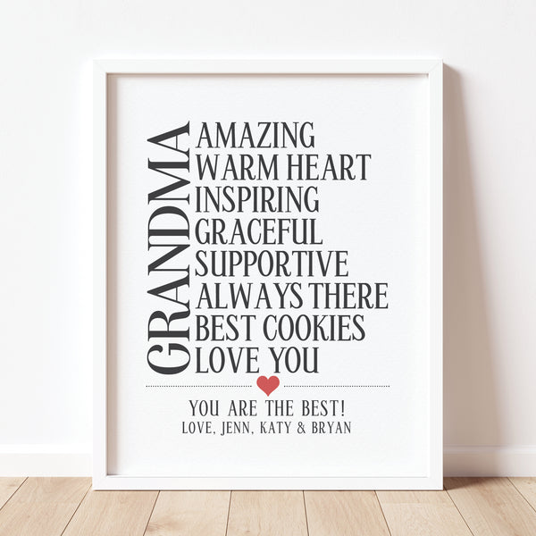 Elegant Grandma Word Art Print