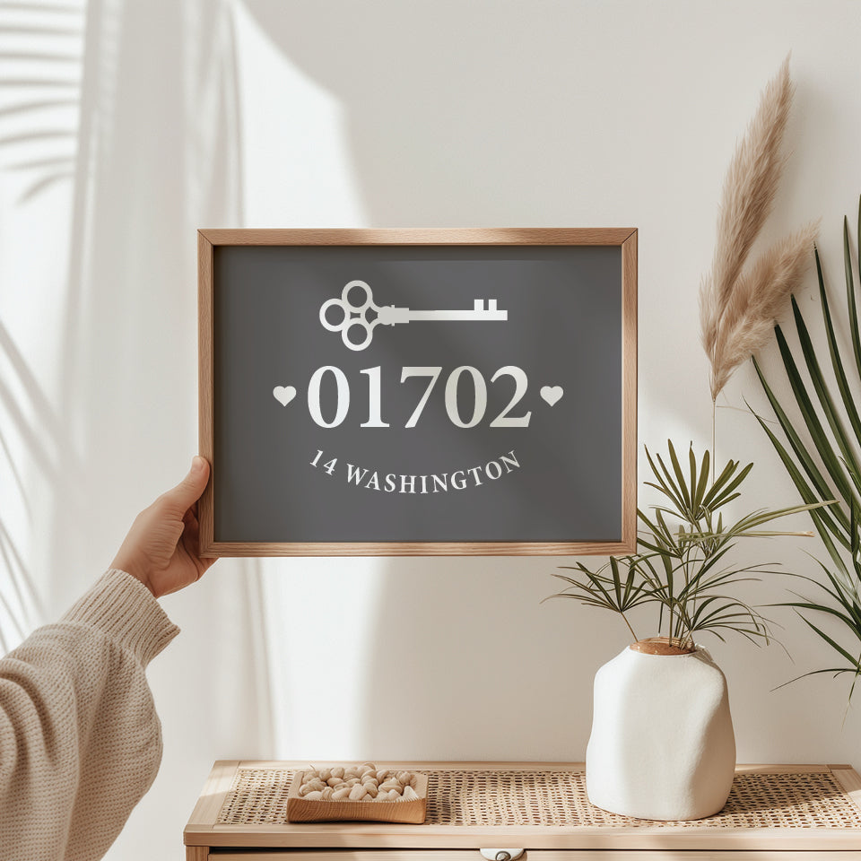 Minimal Address Wall Art with Key