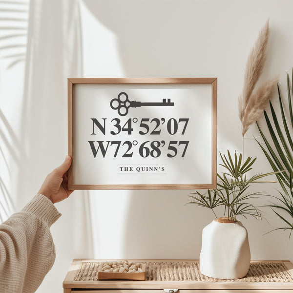 custom key location wall art with gps coordinates for home decor