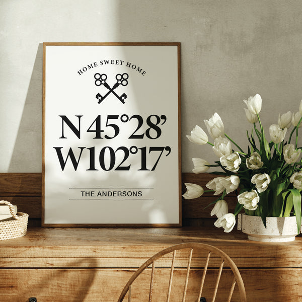 black and white coordinates wall decor