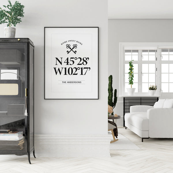 minimalistic personalized home sweet home wall art