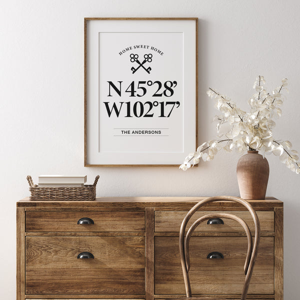 Personalized home location print unframed on matte paper
