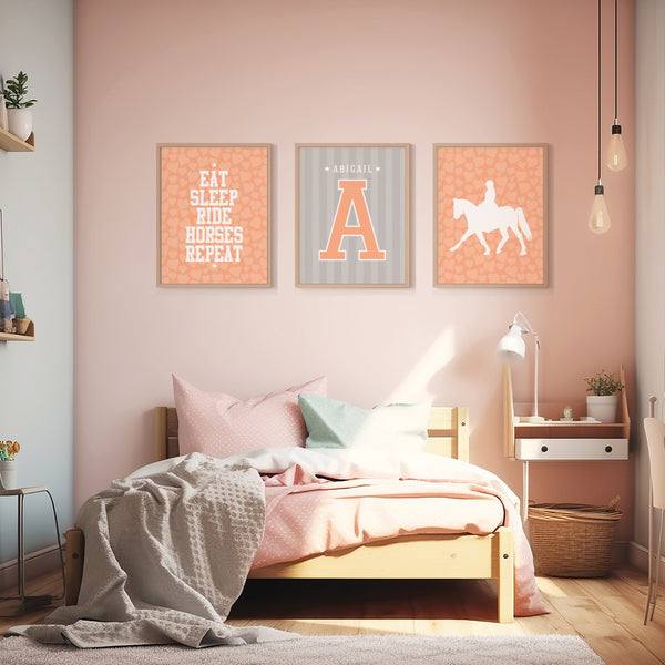 Customized Horse Riding Wall Print for Girls