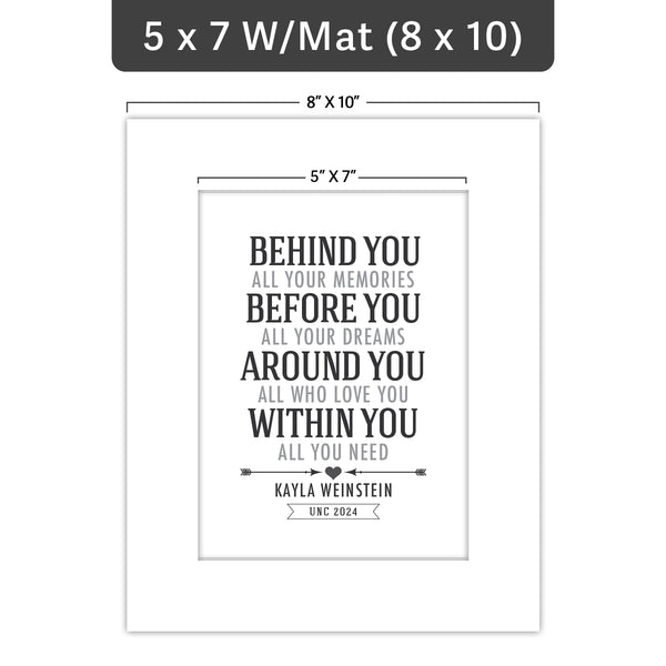 Personalized "Behind You" Graduation Print – Inspirational Quote Wall Art