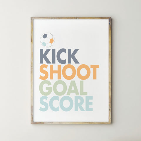 Kick Shoot Goal Score Soccer Printable Wall Art
