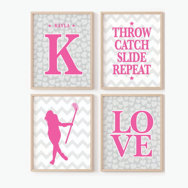 Custom lacrosse player name wall décor gift for girls