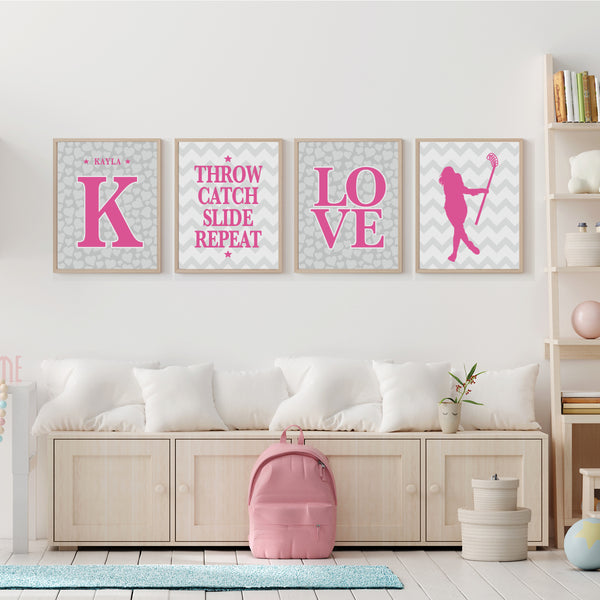 Sports room wall décor for girls lacrosse player gift
