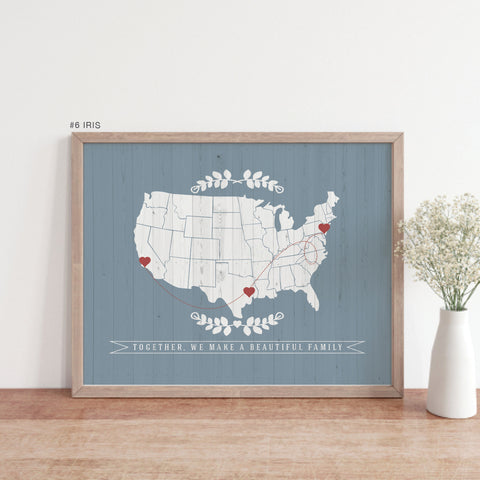Two States Love Map Art-blue