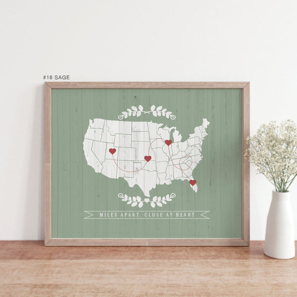 Two States Love Map Art-sage