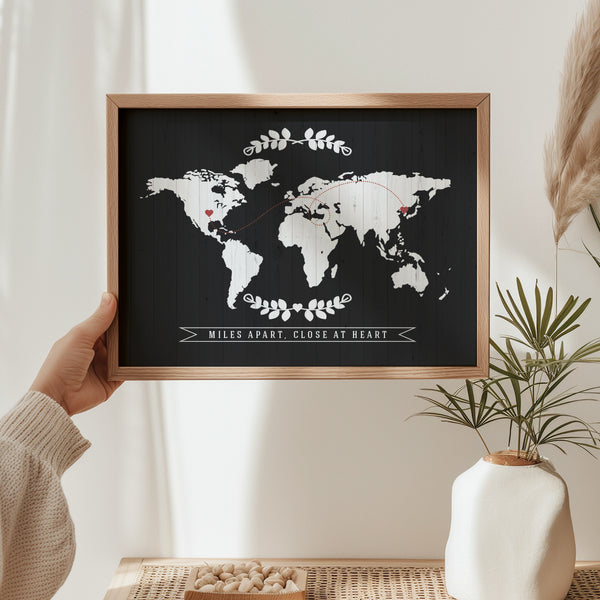 Long Distance Love Personalized Map Gift Print