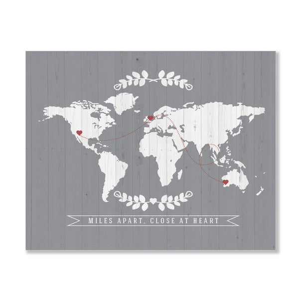 Unframed personalized world map art print on premium matte archival paper
