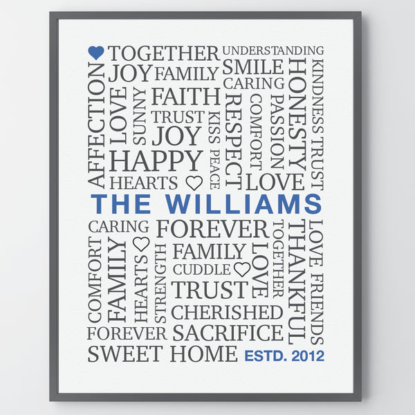 romantic typographic wall art for valentine’s day gift