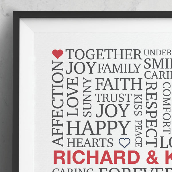 typography wall decor with romantic phrases for couples home