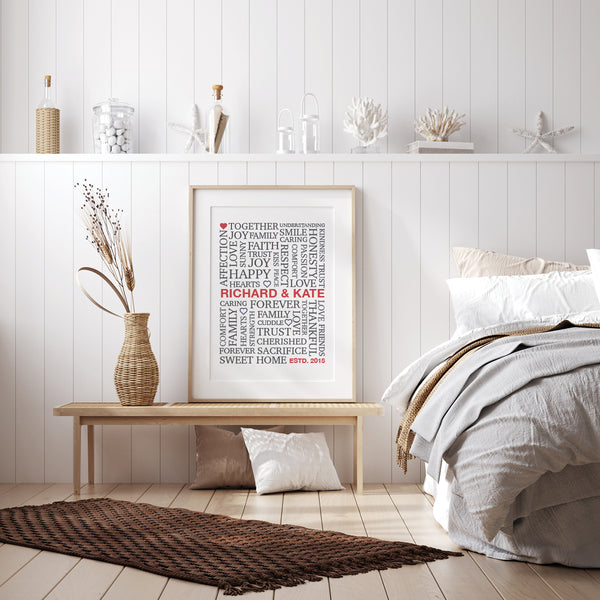 custom romantic words print for engagement or wedding gift