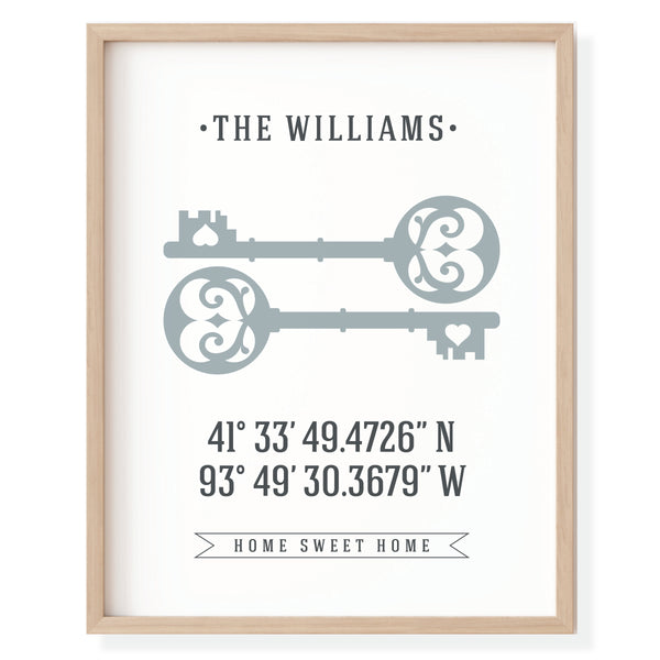 Modern latitude longitude sign poster printed on premium 200gsm matte paper