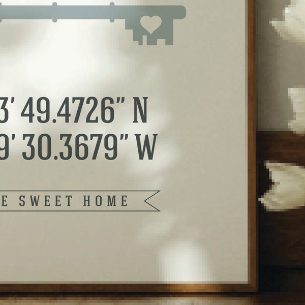 Close-up of sharp archival ink lettering on a clean custom family name location print