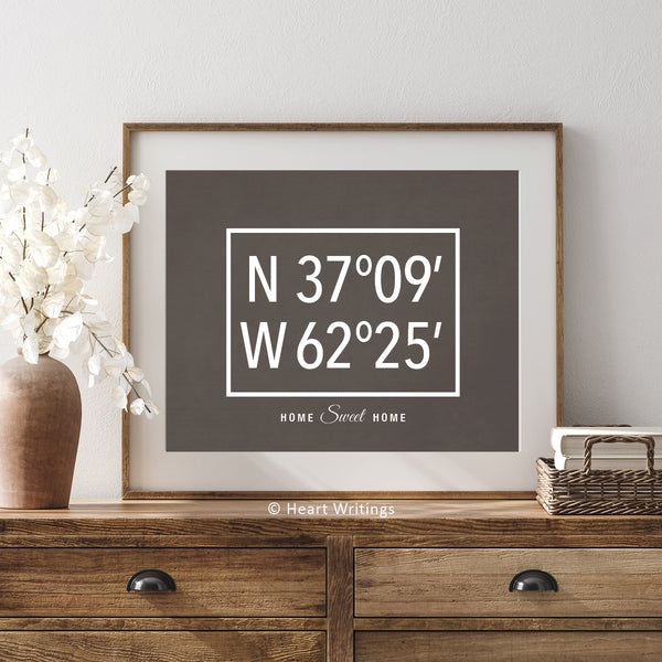Custom housewarming gift for first time renters featuring modern address word art