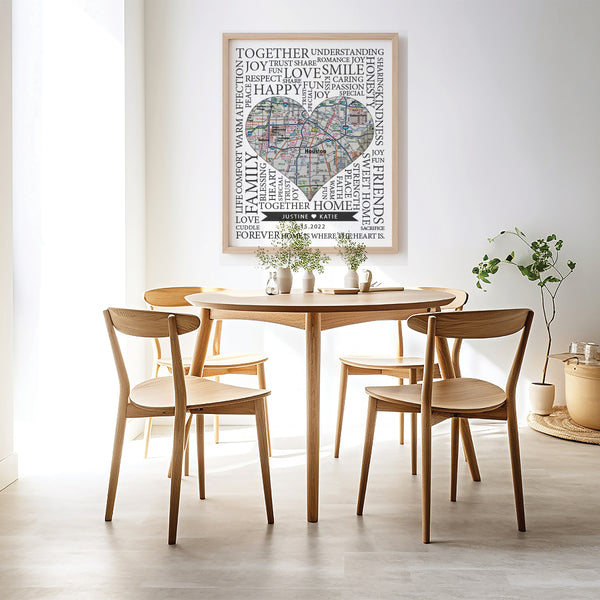 Customizable heart map art—perfect housewarming gift