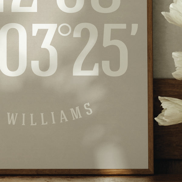 Close-up of crisp archival ink printing on custom minimalist family home art