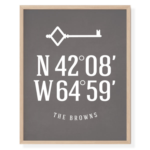 Simple home address wall print with custom family name typography