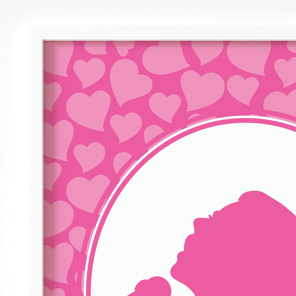 Close-up detail of girl singing into microphone art print on high quality matte paper