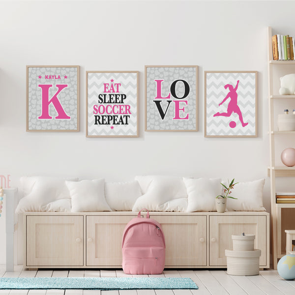 personalized soccer player wall art gift for young girls