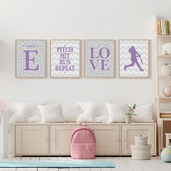 Custom softball girl print gift for young athlete