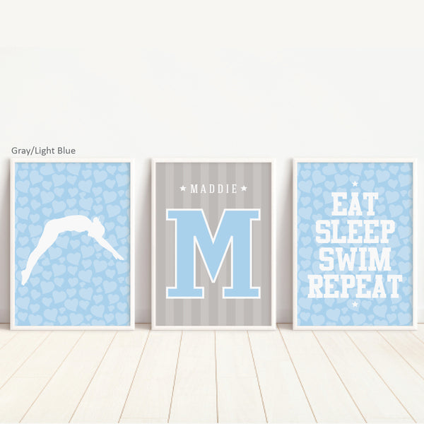 Inspiring room wall decor set for high school swim team athletes