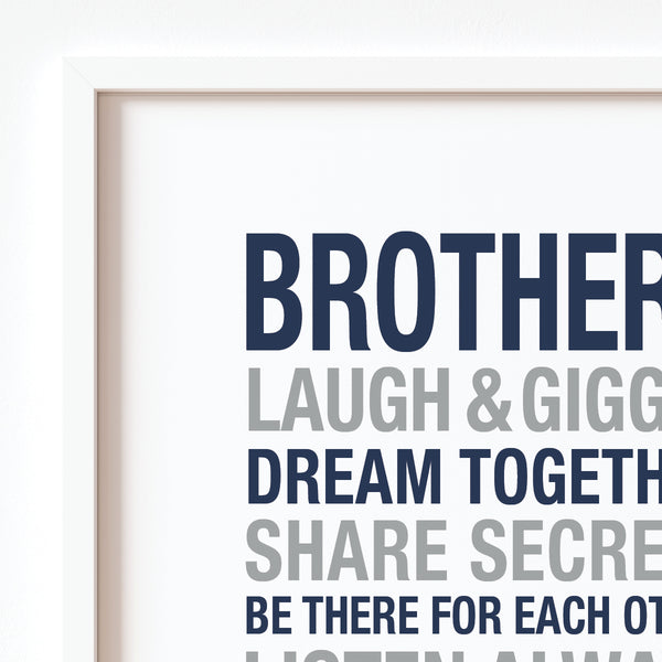 Twin Brothers Shared Room Wall Art – Set of 3 Minimalist Prints for Brothers' Bedroom