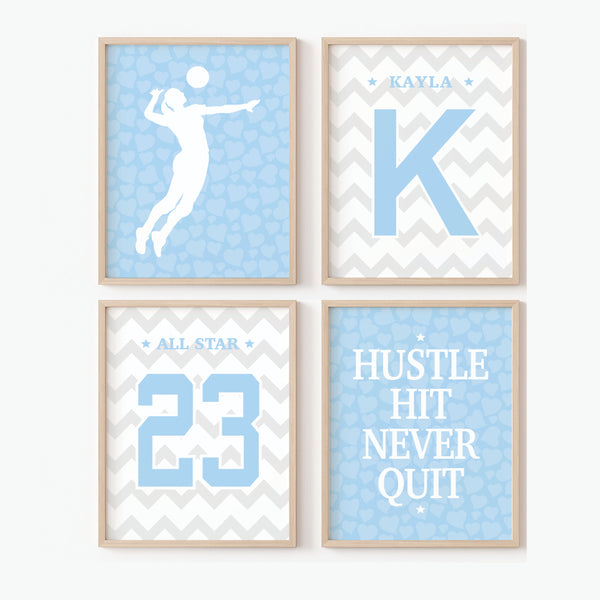 volleyball wall decor in nursery playroom with soft colors, modern girls sports themed art