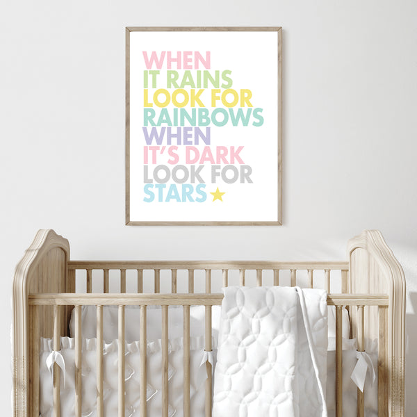 Rainbow nursery wall quote