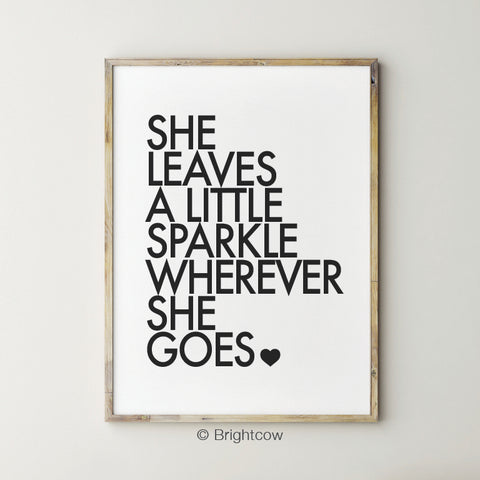 She leaves a little sparkle black and white printable