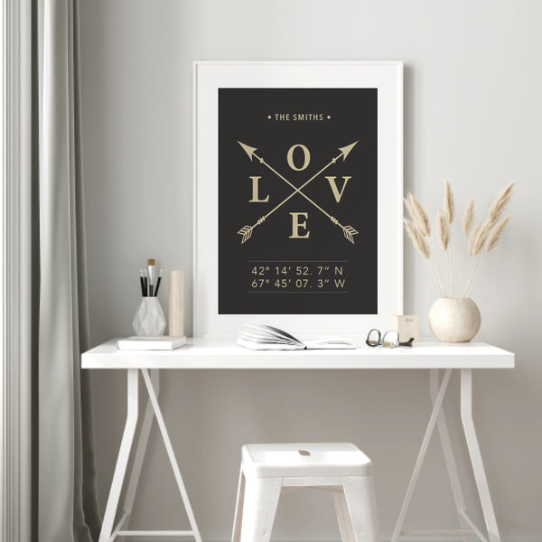 Custom Family Love Black and Gold Wall Decor