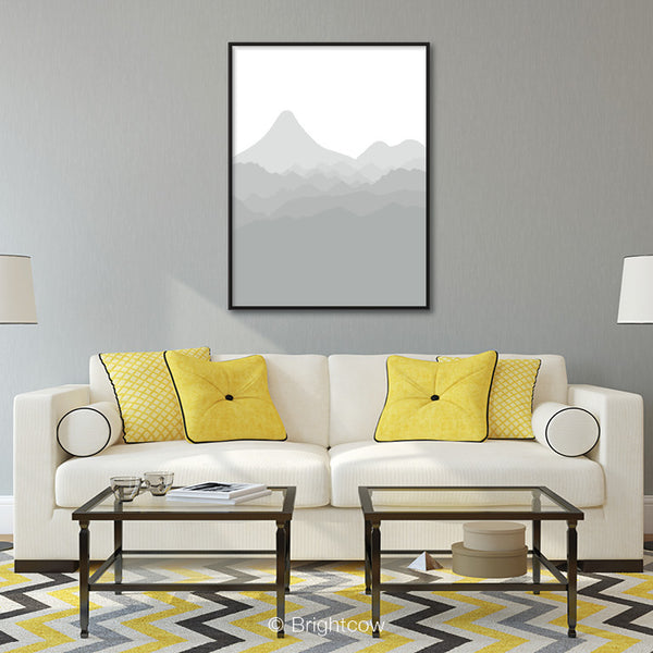 Gray White Printable wall art