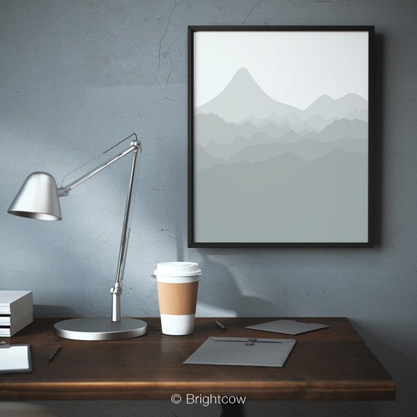 Gray White Printable wall art