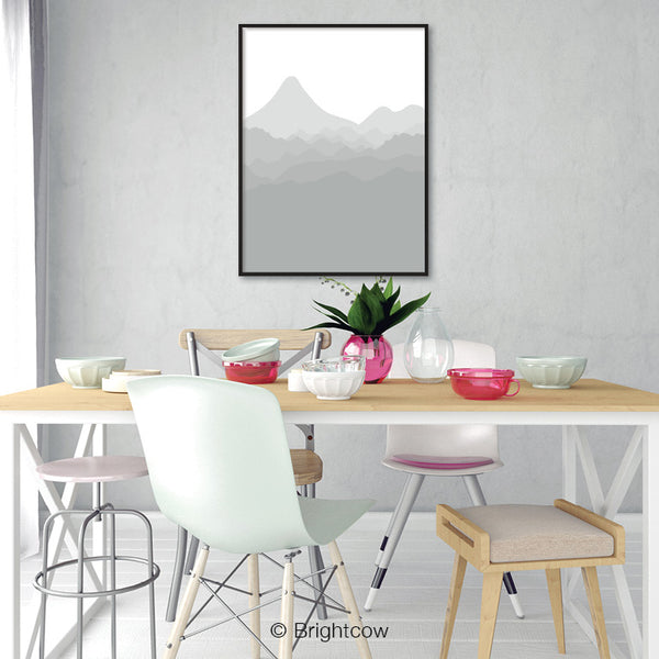 Gray White Printable wall art