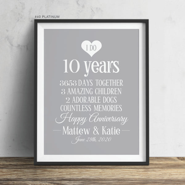 10 Year marriage personalized Print