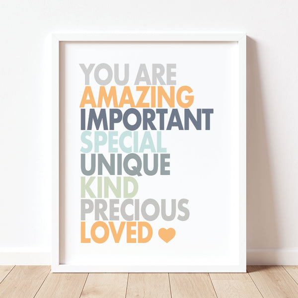 Kids Inspirational You Are Amazing Quotes Printable