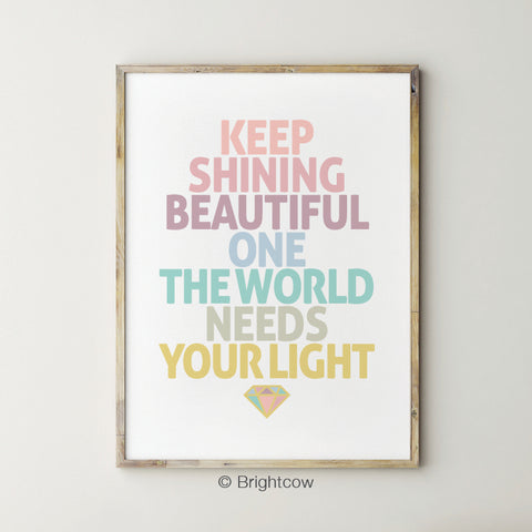 Keep Shining Inspirational girl wall art 