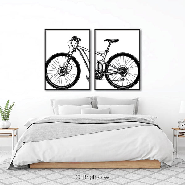 Bicycle Wall Art Black and White (A set of 2)