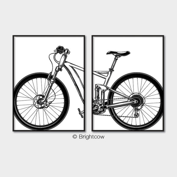 Bicycle Wall Art Black and White (A set of 2)