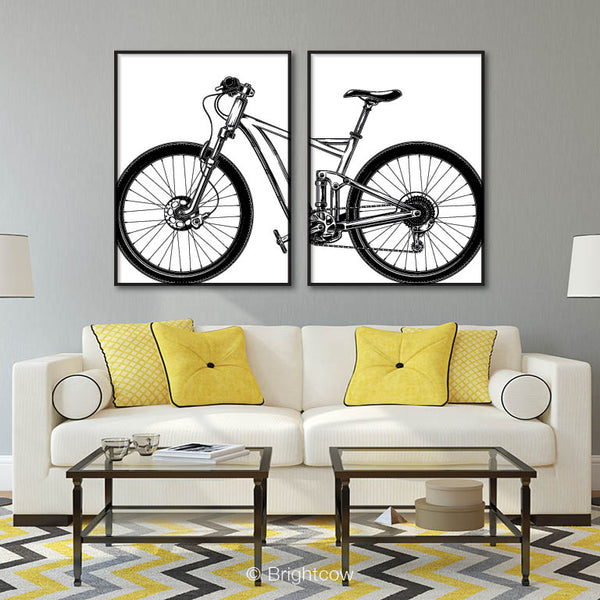 Bicycle Wall Art Black and White (A set of 2)