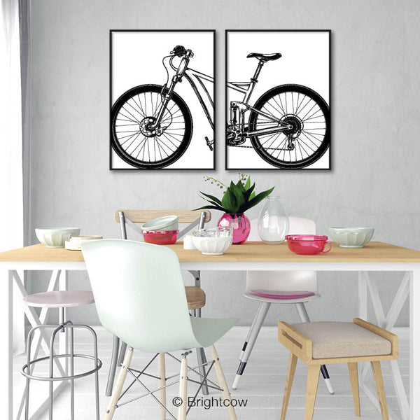 Bicycle Wall Art Black and White (A set of 2)