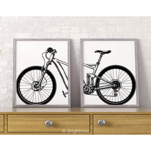 Bicycle Wall Art Black and White (A set of 2)