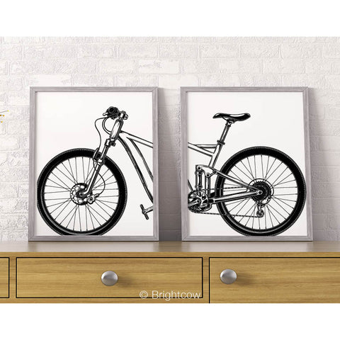 Bicycle Wall Art Black and White (A set of 2)